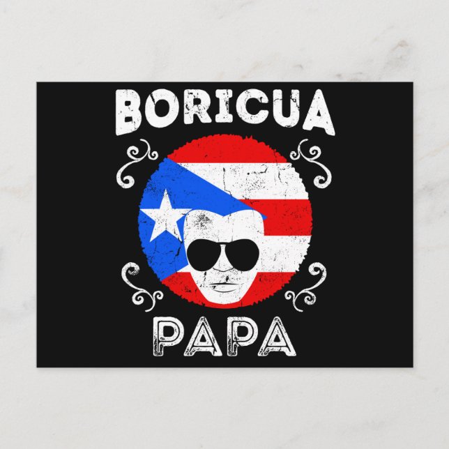 Mäns Puerto Rico Boricua Latino Pappa Fars dag Vykort (Framsida)