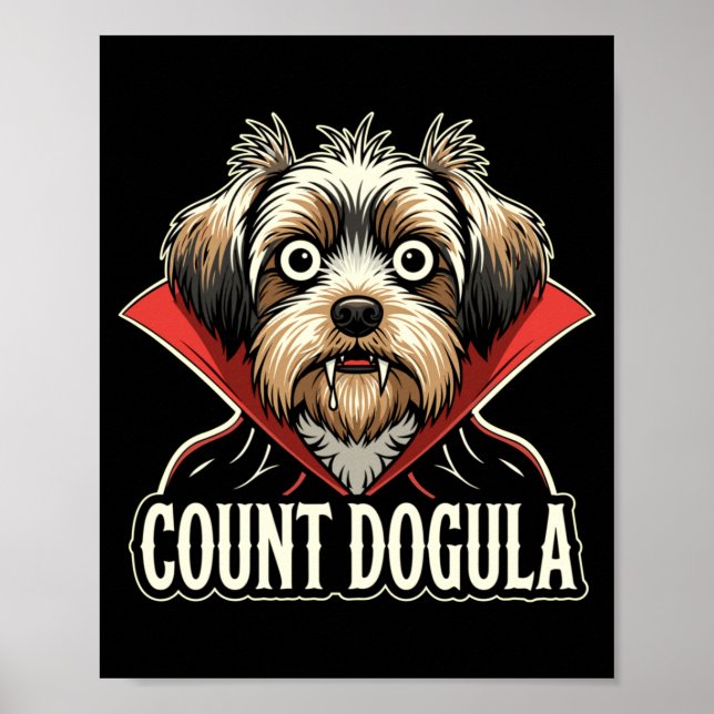 Mäns räkna dogula rolig hund tematisk spöklik fest poster (Framsidan)