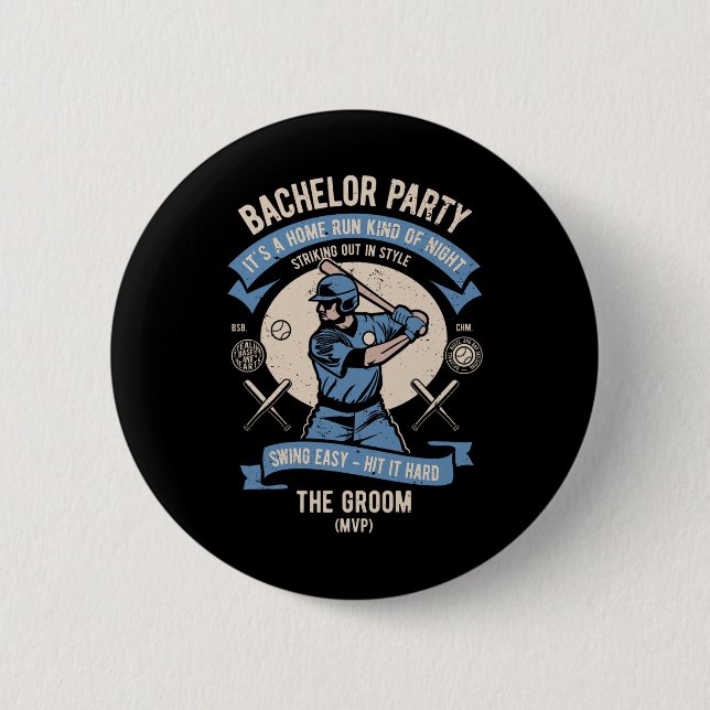 Mäns Retro Svärmning Bröllopsfest Baseboll  Knapp (Framsida)