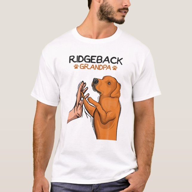 Mans Rhodesian Ridgeback Farfar Hundälskare Farfar T Shirt (Framsida)