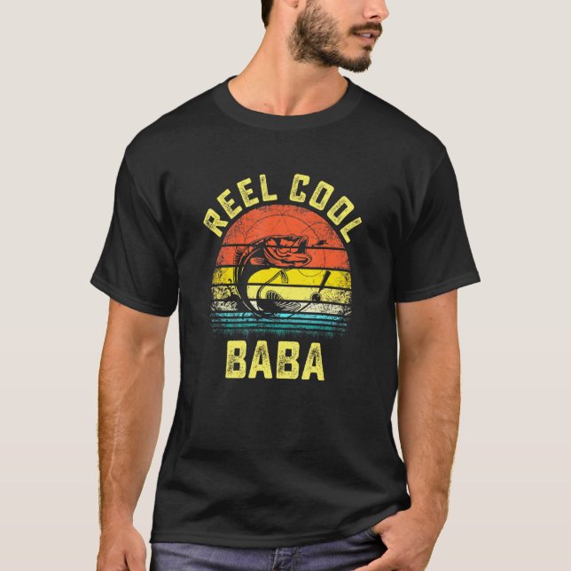 Mäns riktigt cool Baba Fisk Fiske Fars dag T Shirt (Framsida)