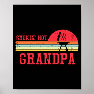 Mäns rökande heta farfar bröst solnedgång retro gr poster