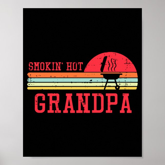 Mäns rökande heta farfar bröst solnedgång retro gr poster (Framsidan)