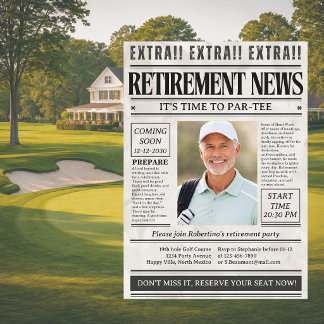 Mans roliga golf-tidning foto pensionsfest inbjudningar