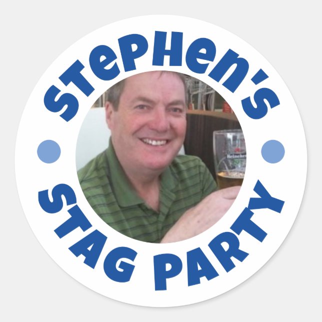 Mans Sängkammarparty Foto Runt Klistermärke (Framsida)