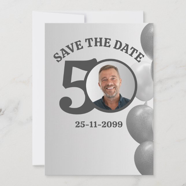 Mans Save The Date Minimalistisk 50-årsdag  Inbjudningar (Framsida)