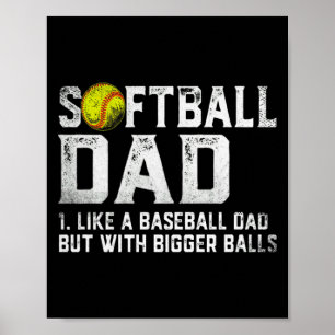 Mäns Softball Pappa Baseball Större Fäder D T Tröj Poster