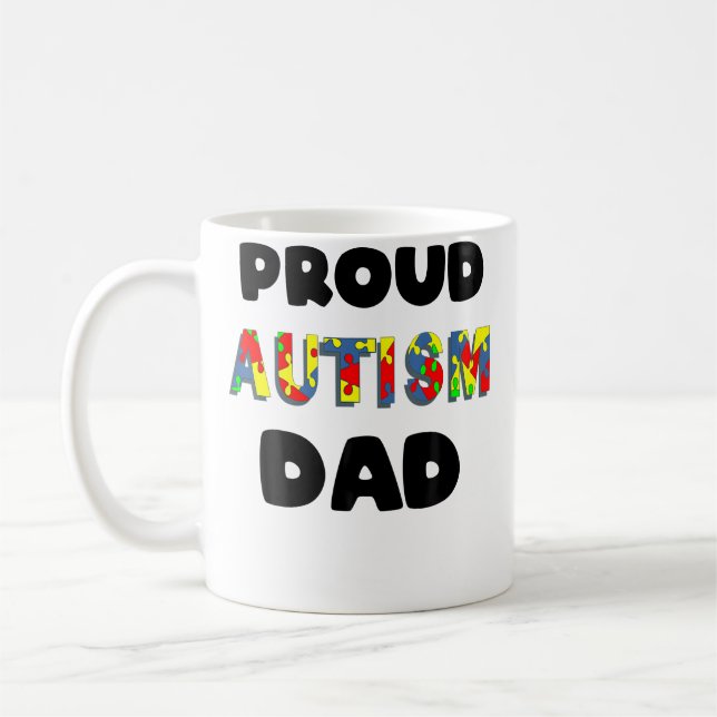 Mäns stolta Autism Pappa Färgade Pusselbitar Kaffemugg (Vänster)