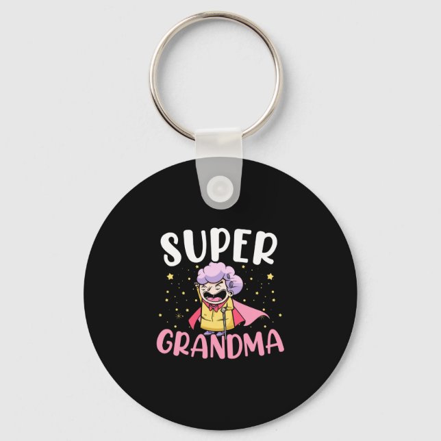 Mäns super mormor superhjälte mormor farmor nyckelring (Framsida)