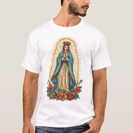 Mans t-shirt med Jungfru av Guadalupe
