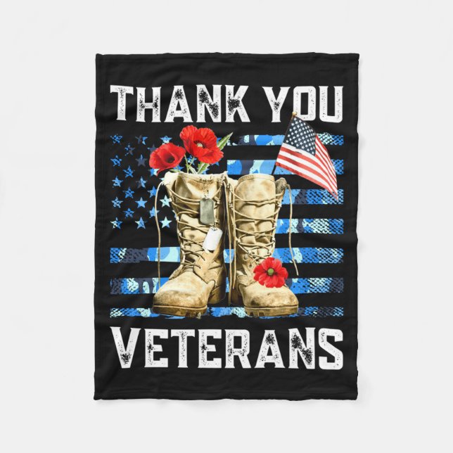 Mäns Tacksamma Veteraners Kampstövlar Vallmo Blomm Fleecefilt (Framsidan)
