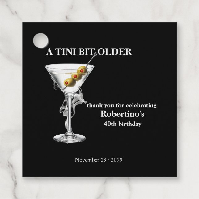 Mäns Tini Bit Older Martini 40-årsdag Gåvor Etiketter (Framsida)