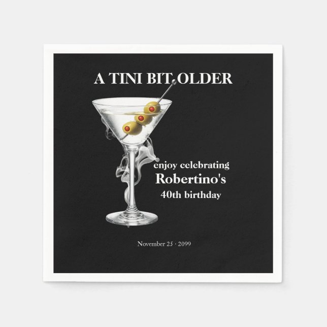 Mäns Tini Bit Older Martini 40-årsdag Pappersservett (Framsidan)