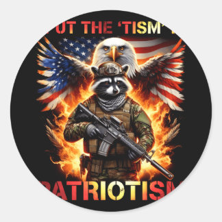 Mans tvättbjörn usa flagga sätter ”tism” i patriot runt klistermärke