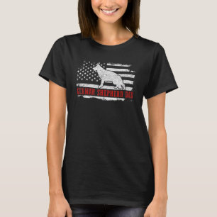 Mäns tyska herdehund pappa slitna amerikanska flag t shirt
