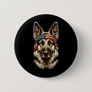 Mäns tyska herdehund patriotiska 4:e juli USA Knapp