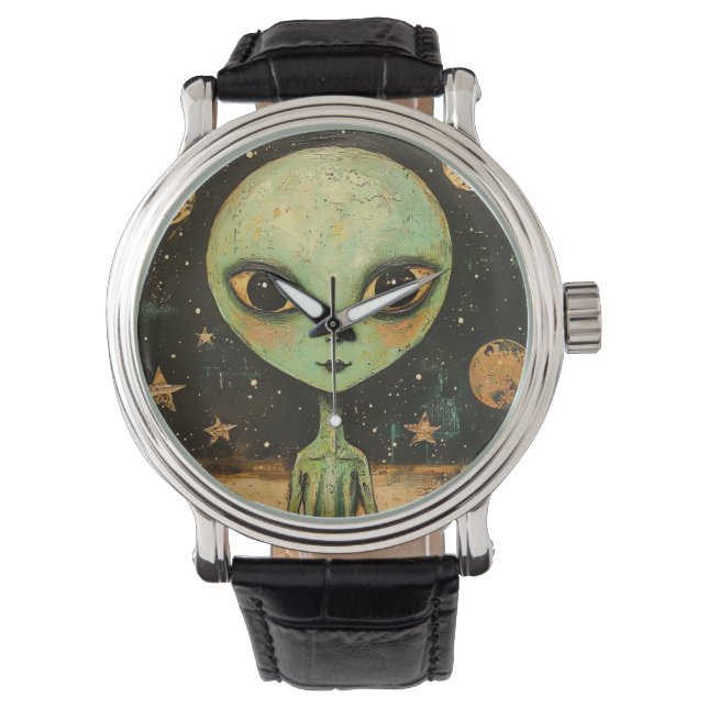 Mäns UFO-utomjording  Armbandsur (Framsida)