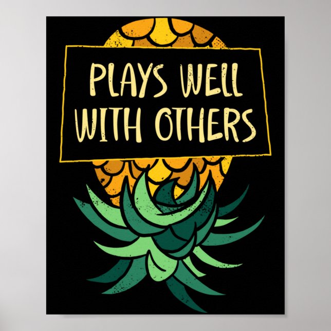Mäns upp och ner ananas spelar andra roliga poster (Framsidan)