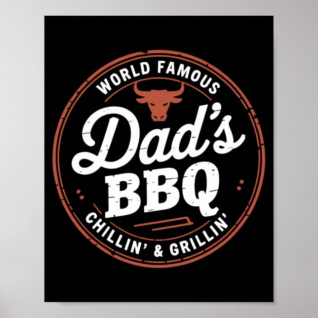 Mäns världskända pappors bakgård chill och grill poster (Framsidan)