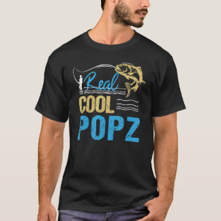 Mäns Vintage Reel Cool Popz Fiske Pappa Farfar T Shirt