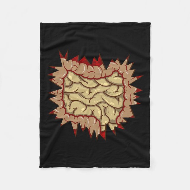 Mans Zombie Inälvor Inuti Tarmar Mage Halloween Fleecefilt (Framsidan)