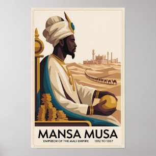 Mansa Musa Mali-imperiet afrikansk kung illustrati Poster