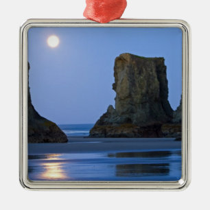 Månsättning, Bandon Beach, Oregon. Julgransprydnad Metall