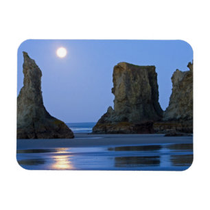 Månsättning, Bandon Beach, Oregon. Magnet