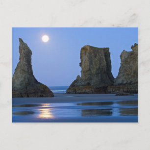 Månsättning, Bandon Beach, Oregon. Vykort