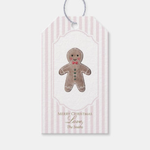 Manschett i pepparkaksform Rosa julpresentetikett Presentetikett