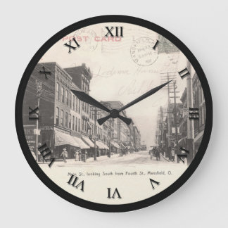 Mansfield Ohio Post Card Clock - Main St 1907 Stor Klocka