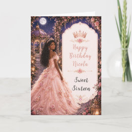 Månsiktig rosafärgad trädgård Sweet Sixteen Kort