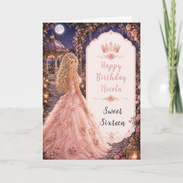 Månsiktig rosafärgad trädgård Sweet Sixteen Kort