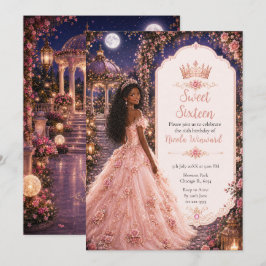 Månsjäl Blush Rosa Trädgård Sweet Sixteen Inbjudningar