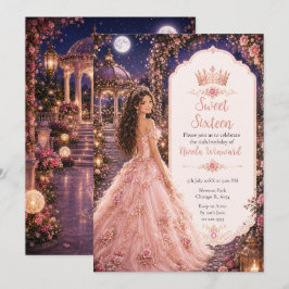 Månsjäl Blush Rosa Trädgård Sweet Sixteen Inbjudningar