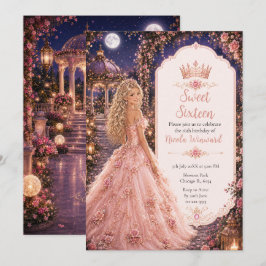 Månsjälvs Rosa Trädgård Sweet Sixteen Inbjudningar