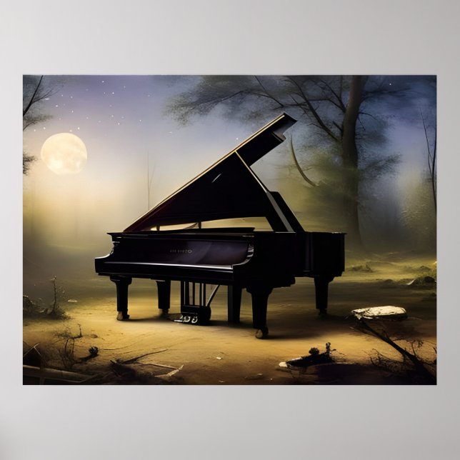 Månsjobeforestrad pianomålning | Digital konst Poster (Framsidan)