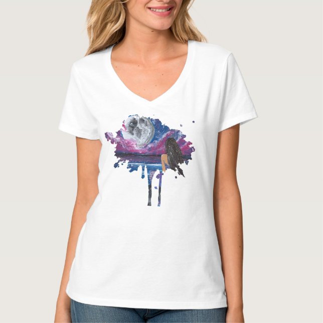 Månsjödrömmande havsfruskonst  t shirt (Framsida)