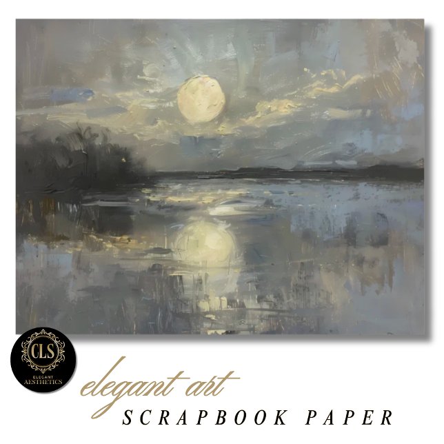 Månsken akvarell landskaps skrapbok papper (Scrapbook Paper – Moonlit Landscape in Watercolor)