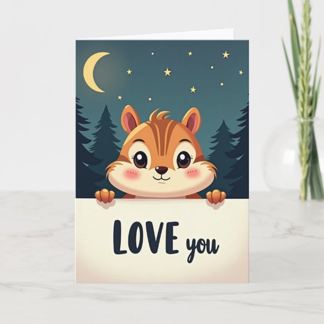 Månsken Chipmunk Kärlek Du Kort (Framsida)