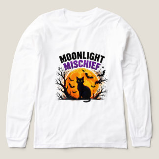 Månsken Munterhet Svart Katt Höst Halloween T Shirt