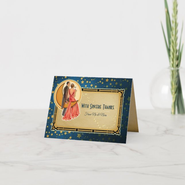 Månsken Romans Bröllop Tacksamhetskort - Brunett Tack Kort (Framsida)