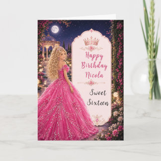 Månsken Rosa Sweet 16 Prinsess Trädgård Kort