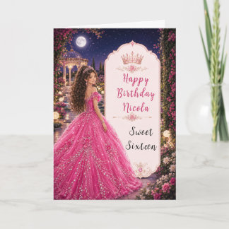 Månsken Rosa Sweet 16 Prinsess Trädgård Kort