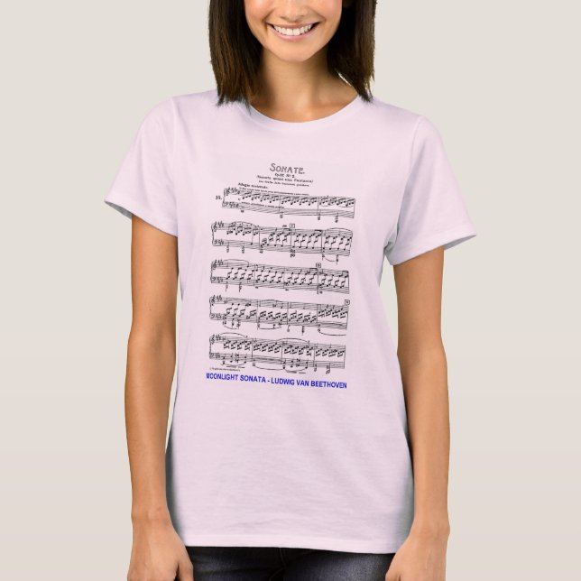 Månsken-Sonata-Ludwig-Beethoven Tee (Framsida)