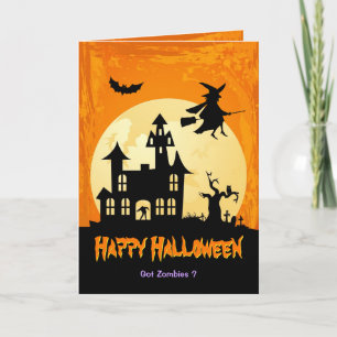 Månsken spökat hus i kyrkogården - Halloween Kort