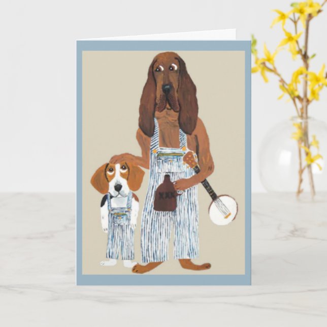 Månskenare Hound och Beagle-valp Kort (Gul blomma)