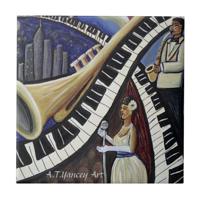 MånskenJazz belägger med tegel Kakelplatta (Framsidan)