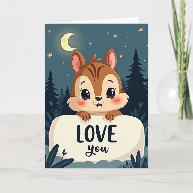 Månskens kärlek till dig Chipmunk-kort Kort (Framsida)