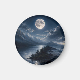 Månskensberg Sjö Väggkonst set- Fullmåne Magnet
